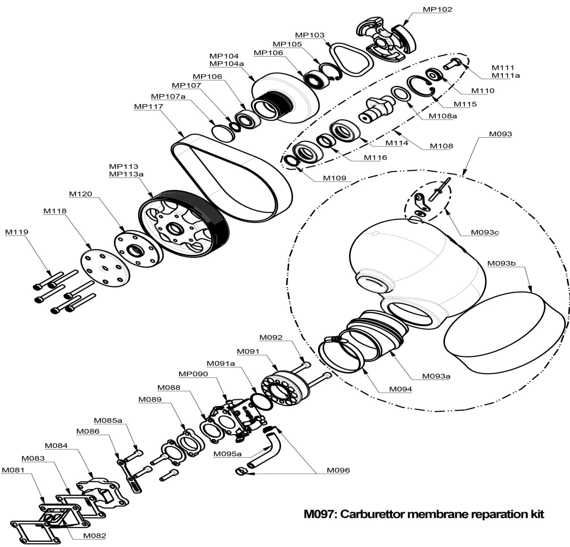 M084 - Carburetor flange, orange (External pulse circuit)