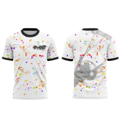 Swoop airsports paramotor t-shirt in white with splatter design and pilot