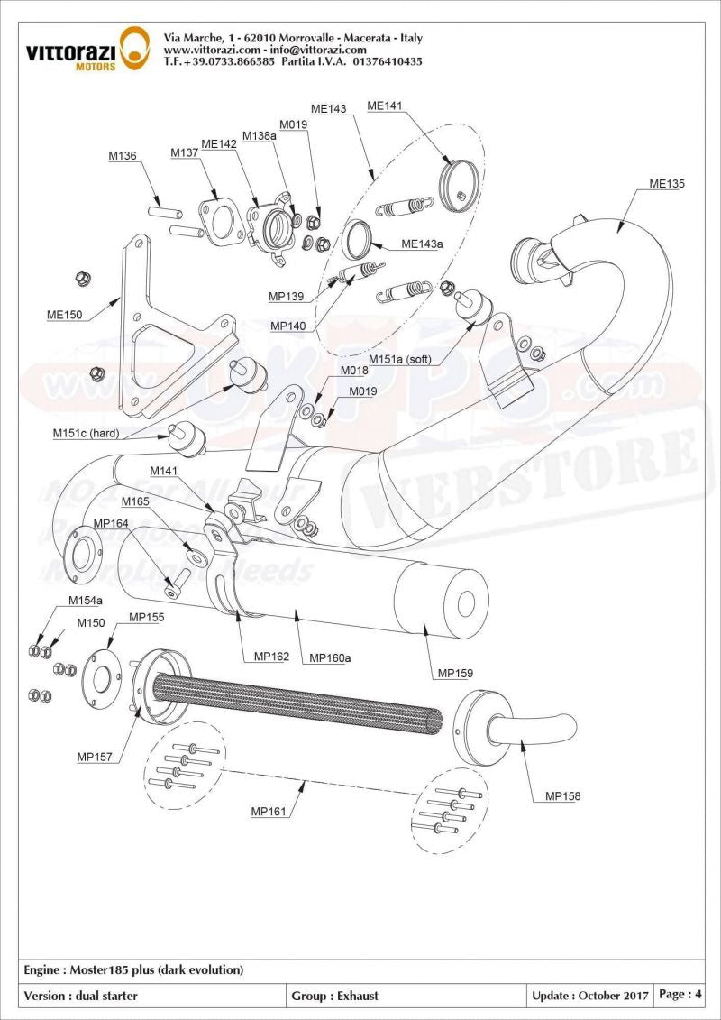 MP167 - Complete silencer 350 mm assembled